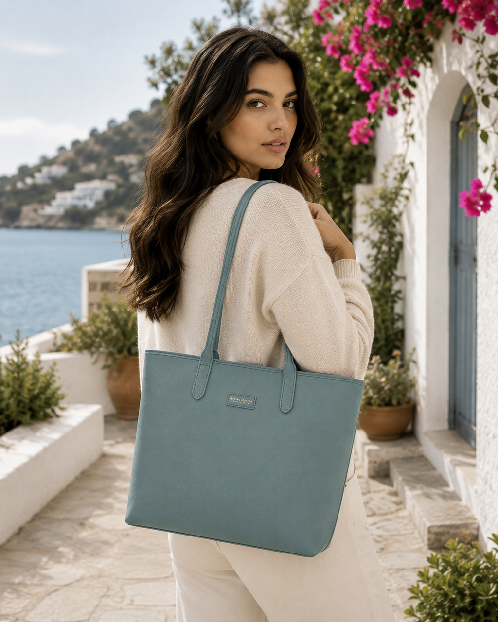 Bolso SHOPPER Piel Verde Soft