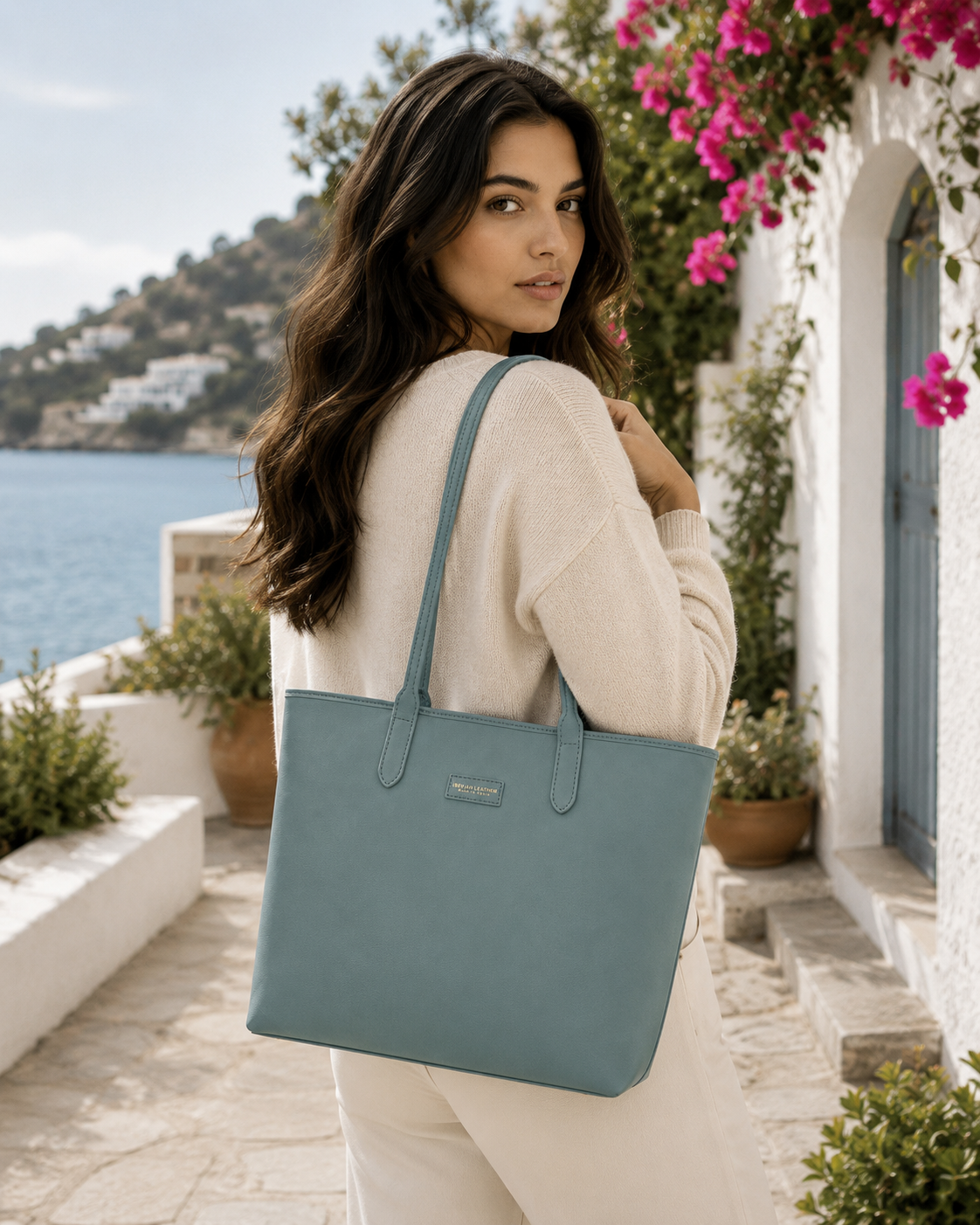 Bolso SHOPPER Piel Verde Soft