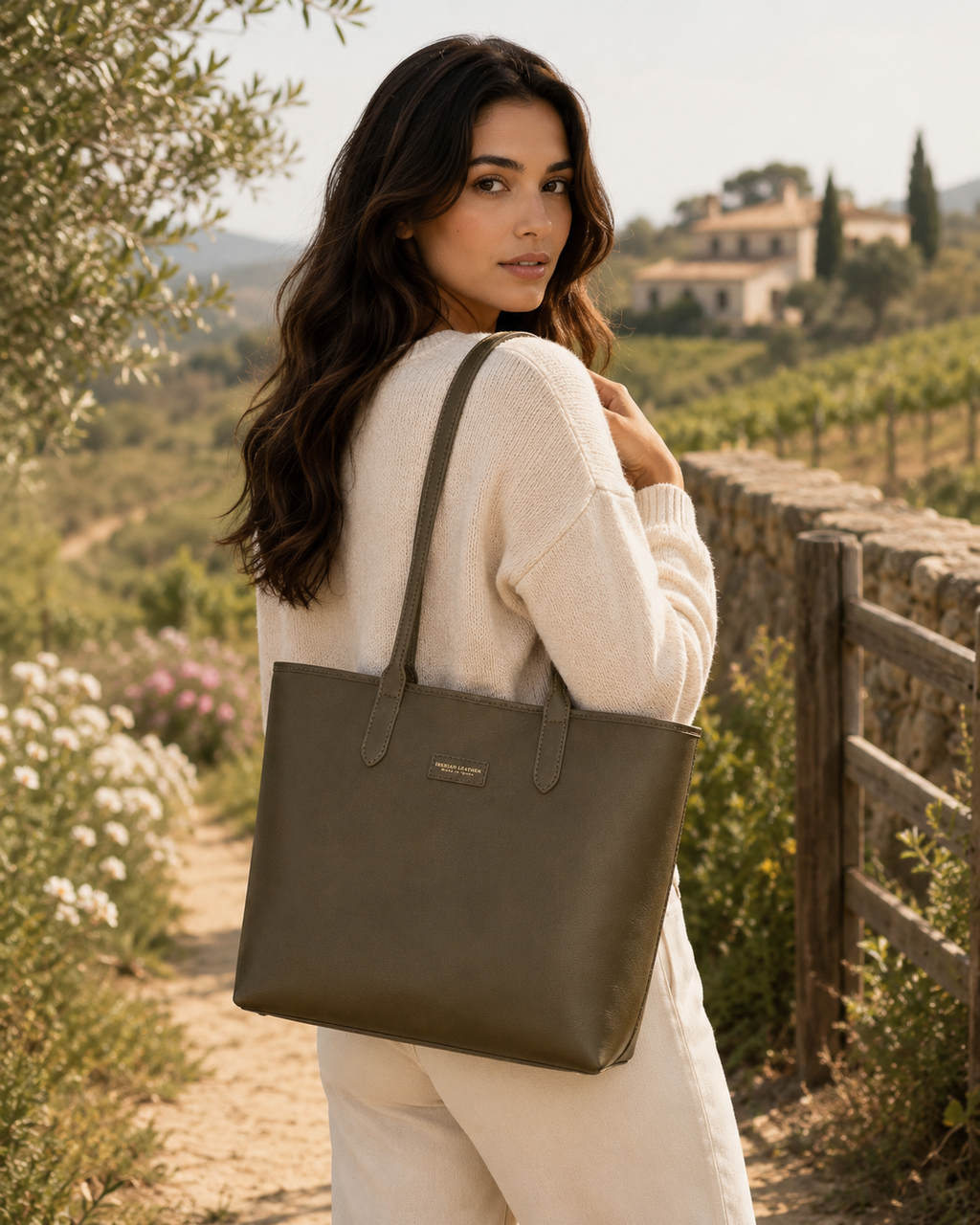Bolso SHOPPER Piel Verde MILITARY