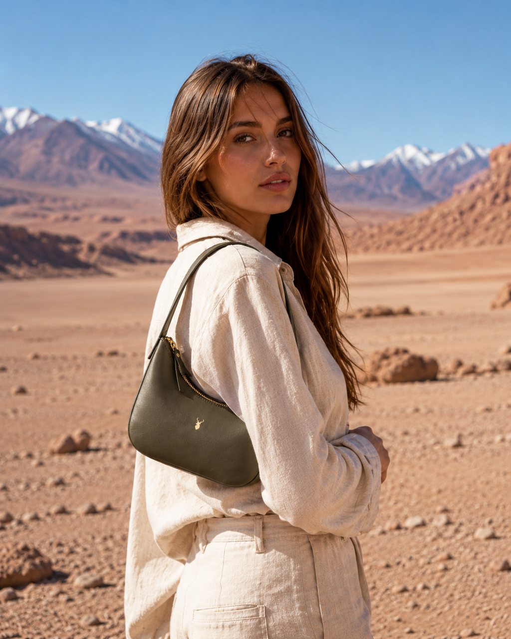 BOLSO MOON PIEL VERDE MILITARY