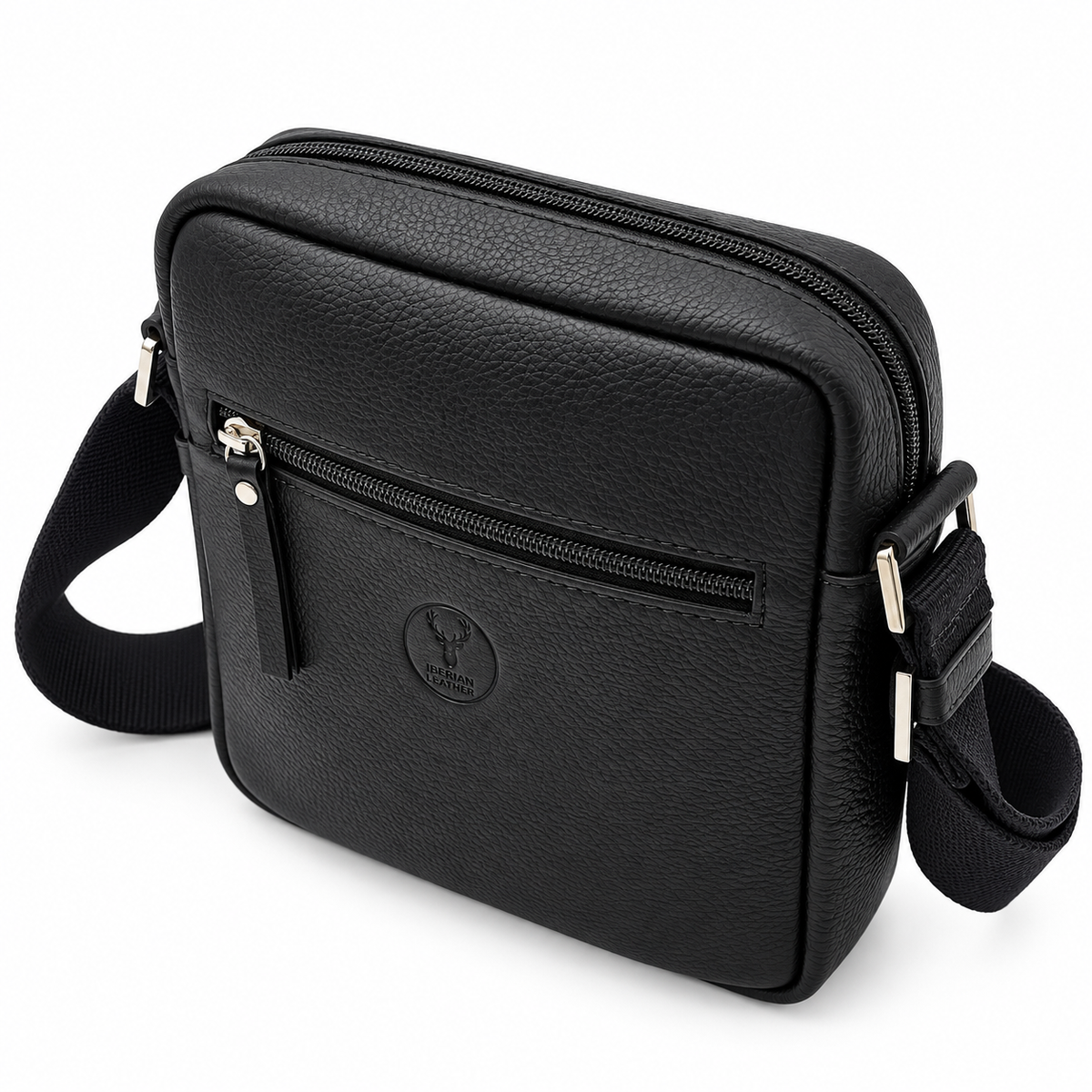 BLACK LEATHER CROSSBODY BAG