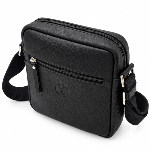 BLACK LEATHER CROSSBODY BAG