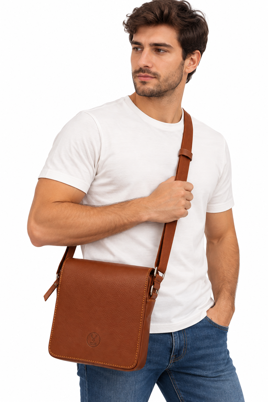 LEATHER FLAP CROSSBODY BAG