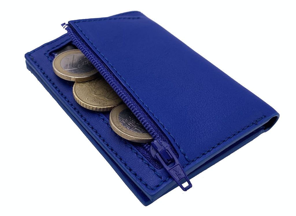Cartera de piel Slim Leather Wallet Azul Electrico
