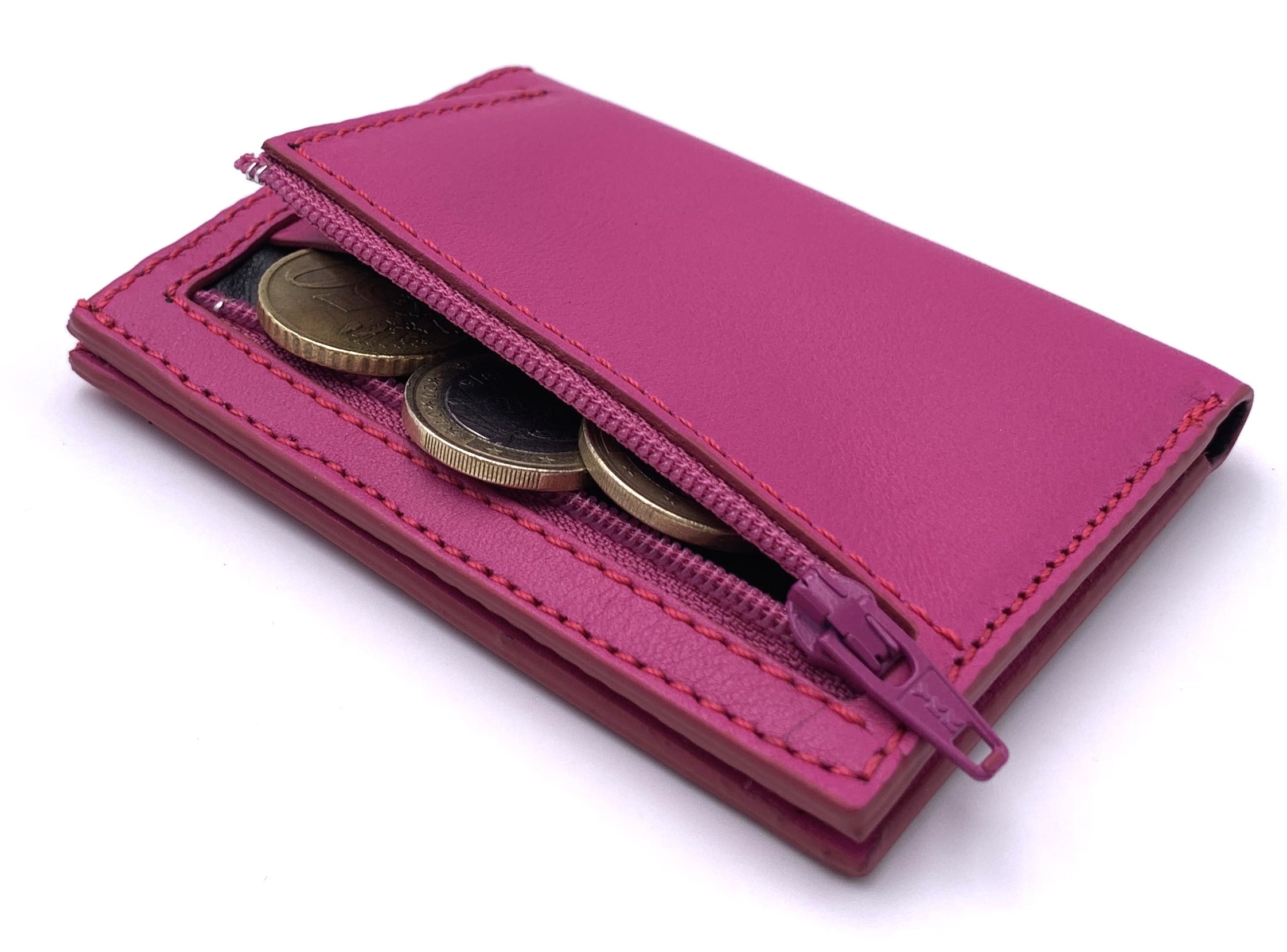 Cartera de piel Slim Leather Wallet Rosa