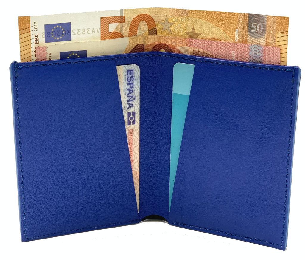 Cartera de piel Slim Leather Wallet Azul Electrico