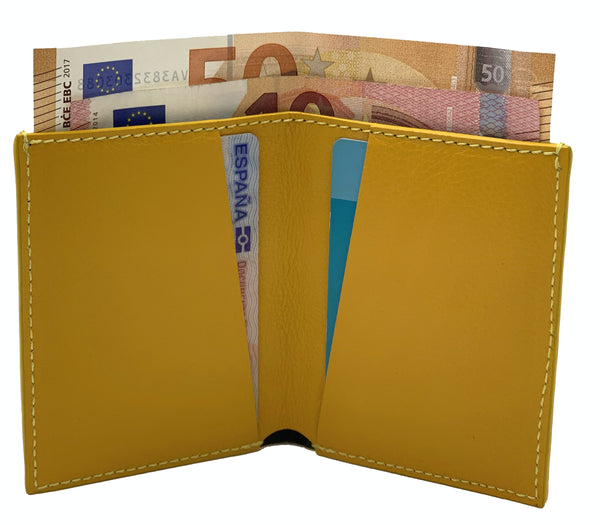 Cartera de piel Slim Leather Wallet Mostaza