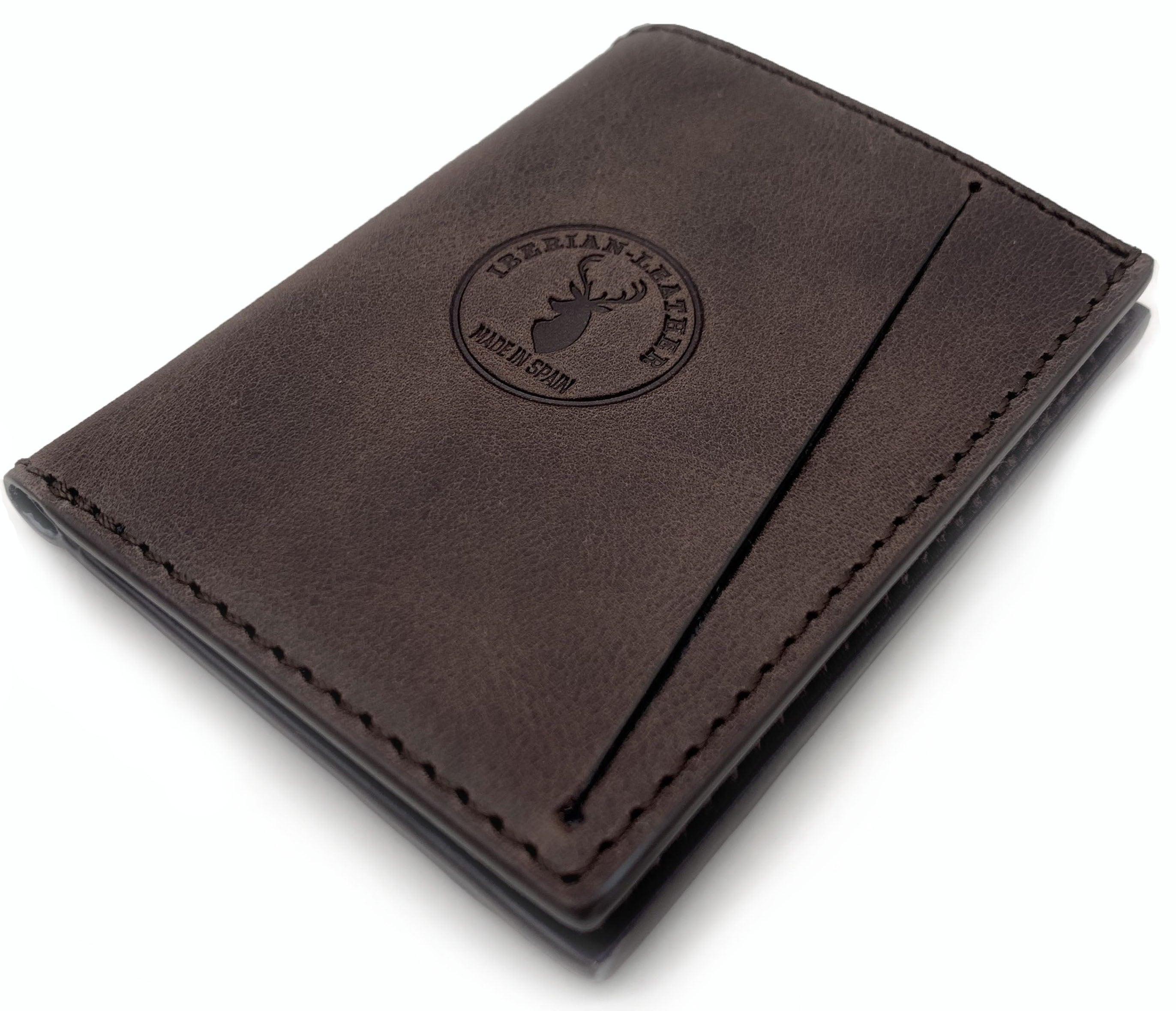 Cartera de piel Slim Leather Wallet Marrón