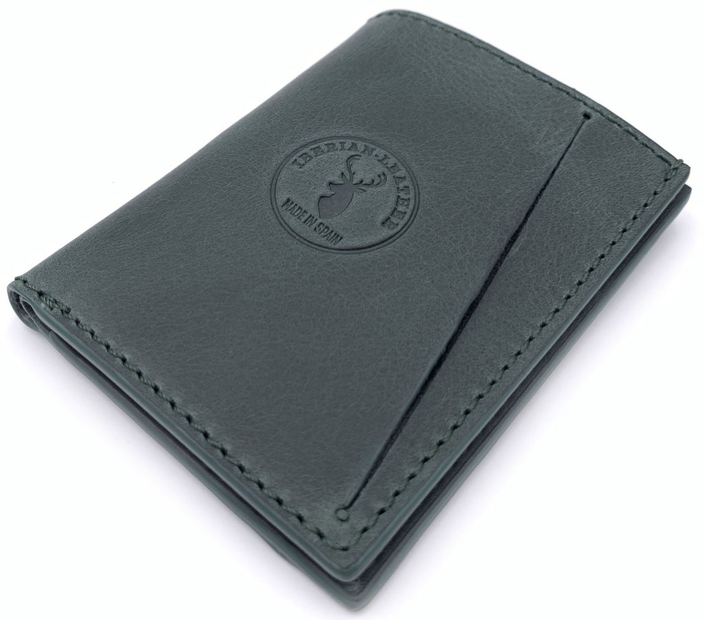 Cartera de piel  Slim Leather Wallet verde caceria