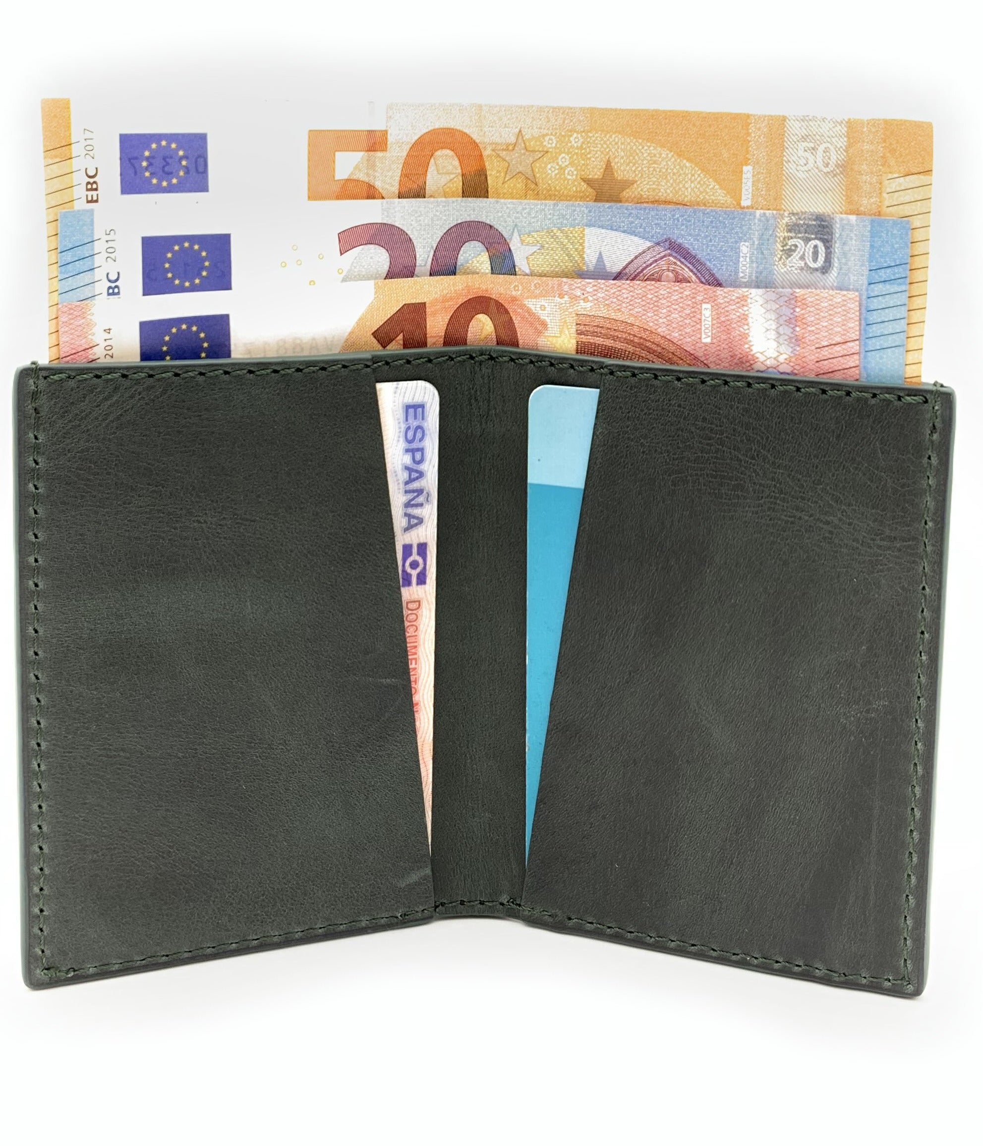 Cartera de piel  Slim Leather Wallet verde caceria