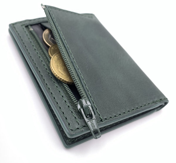 Cartera de piel  Slim Leather Wallet verde cazeria