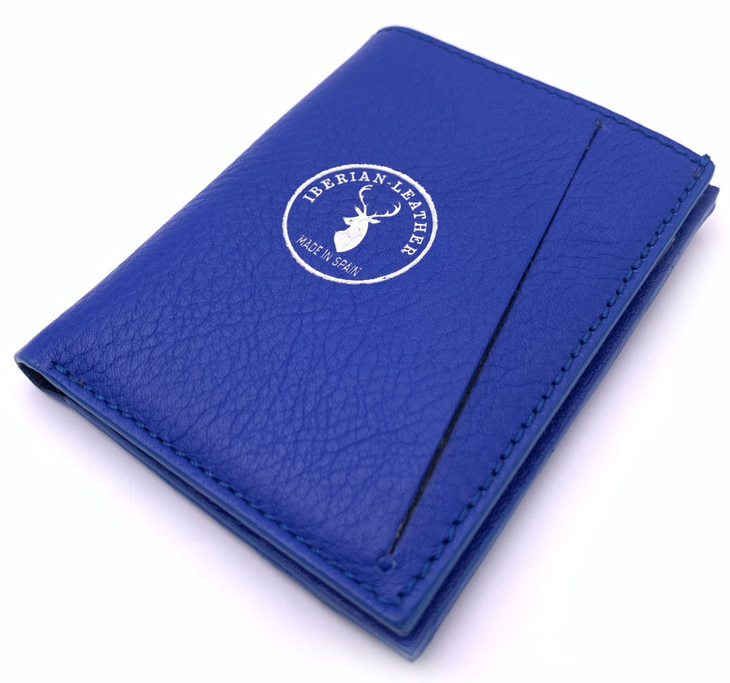 Cartera de piel Slim Leather Wallet Azul Electrico