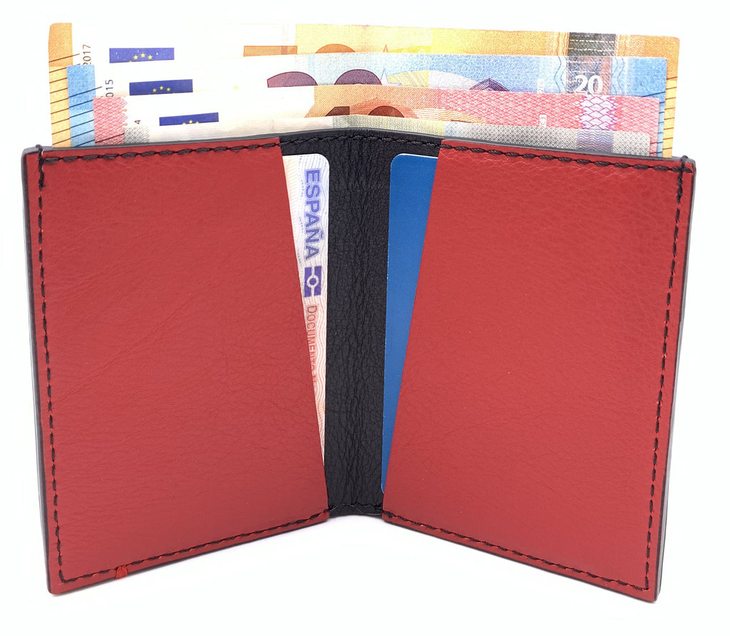 Cartera de piel  Slim Leather Wallet Bicolor rojo