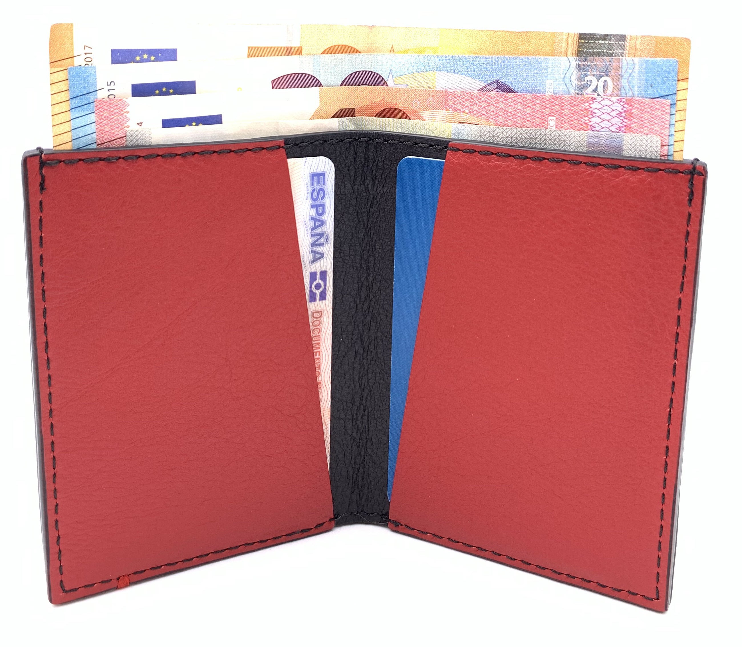 Cartera de piel  Slim Leather Wallet Bicolor rojo