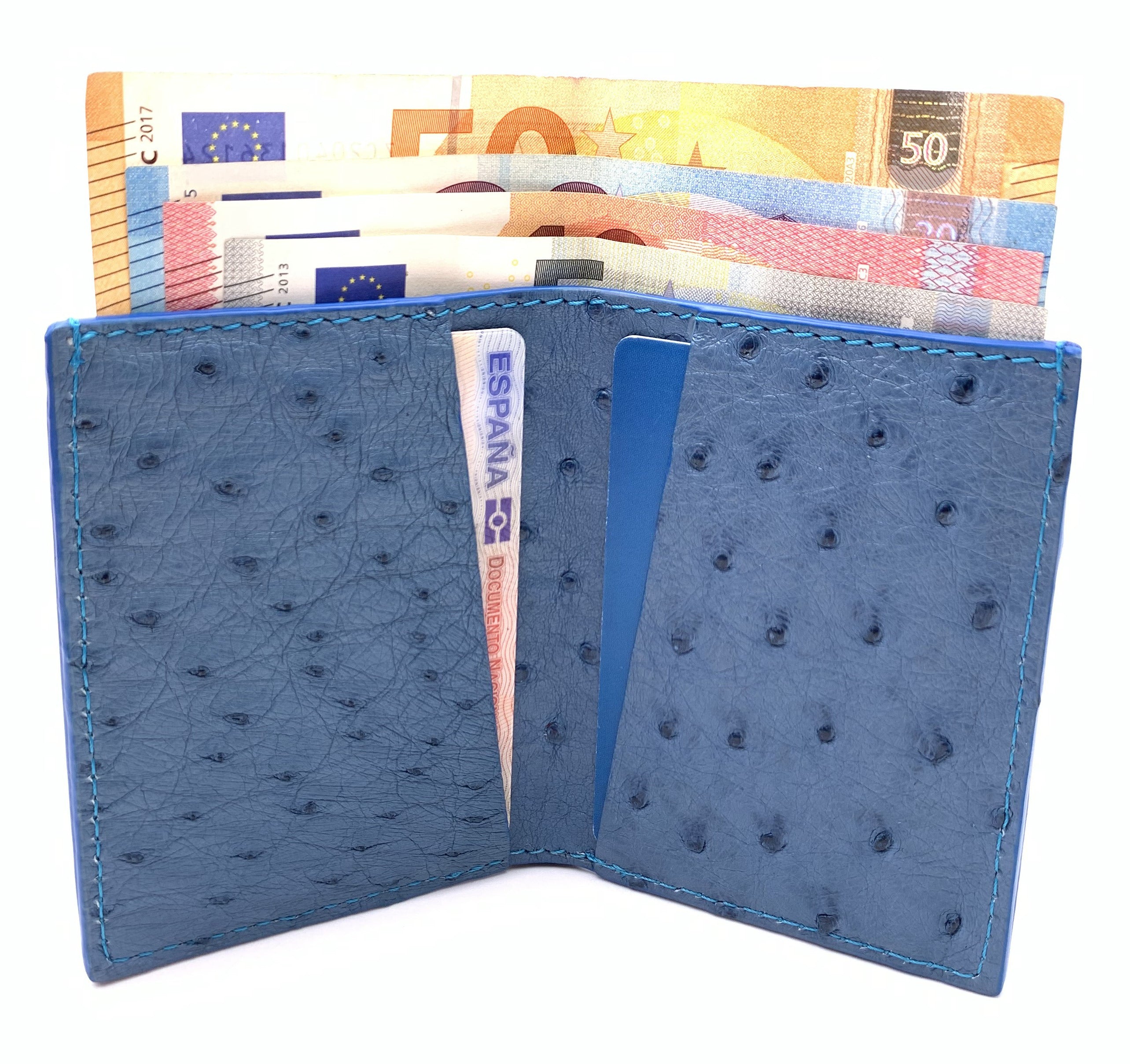 Cartera de piel  Slim Leather Wallet Azul