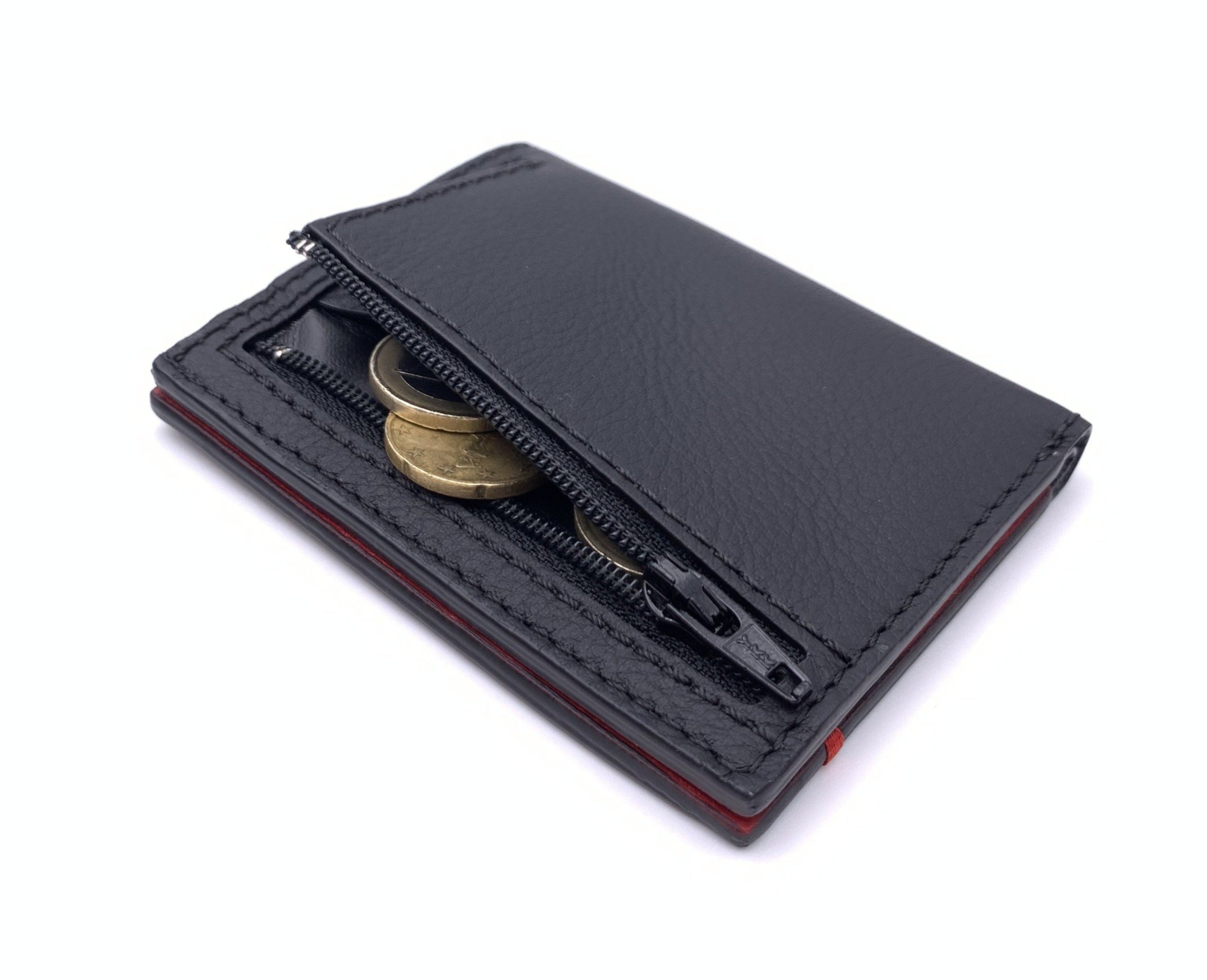 Cartera de piel  Slim Leather Wallet Bicolor rojo