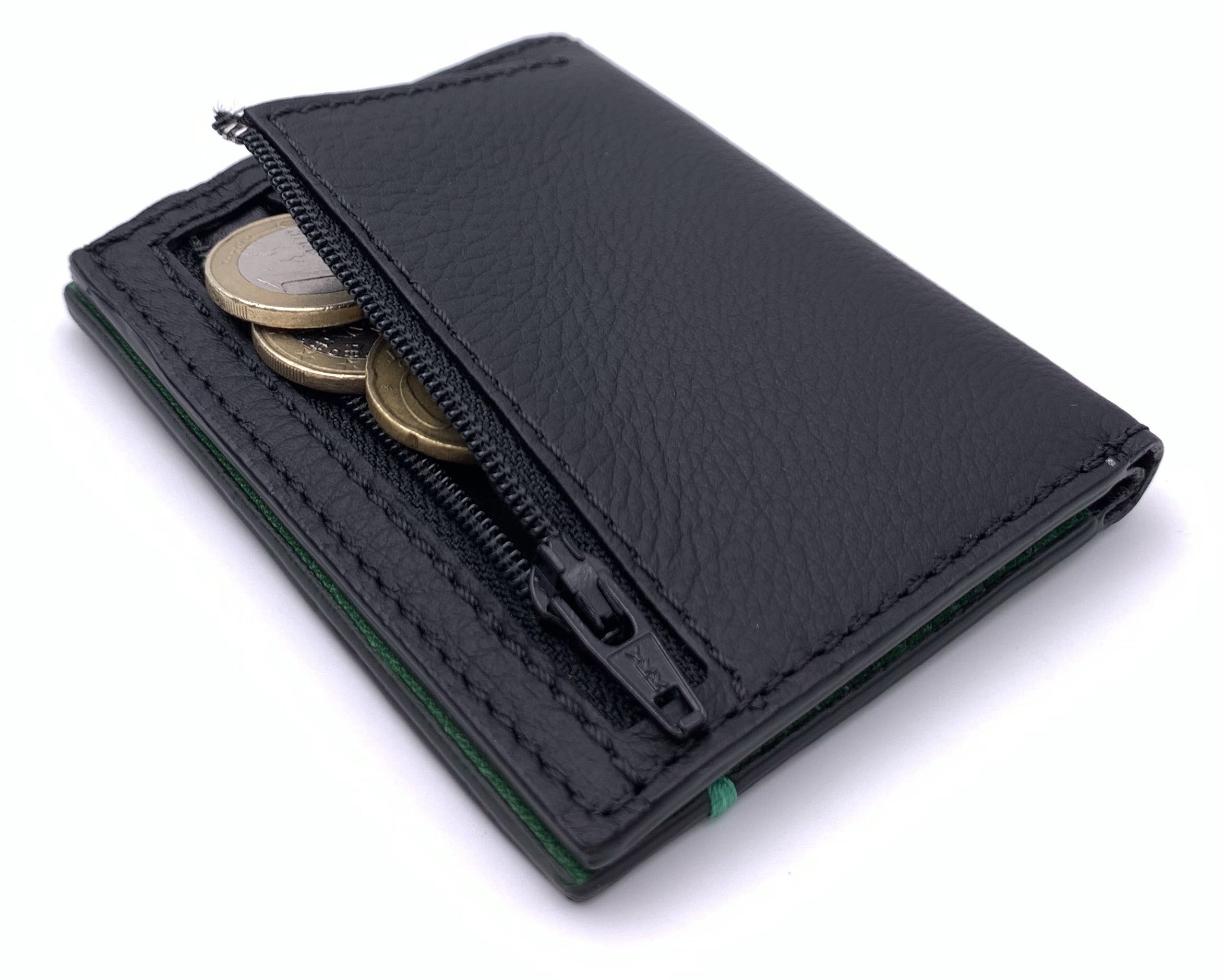 Cartera de piel  Slim Leather Wallet Bicolor verde