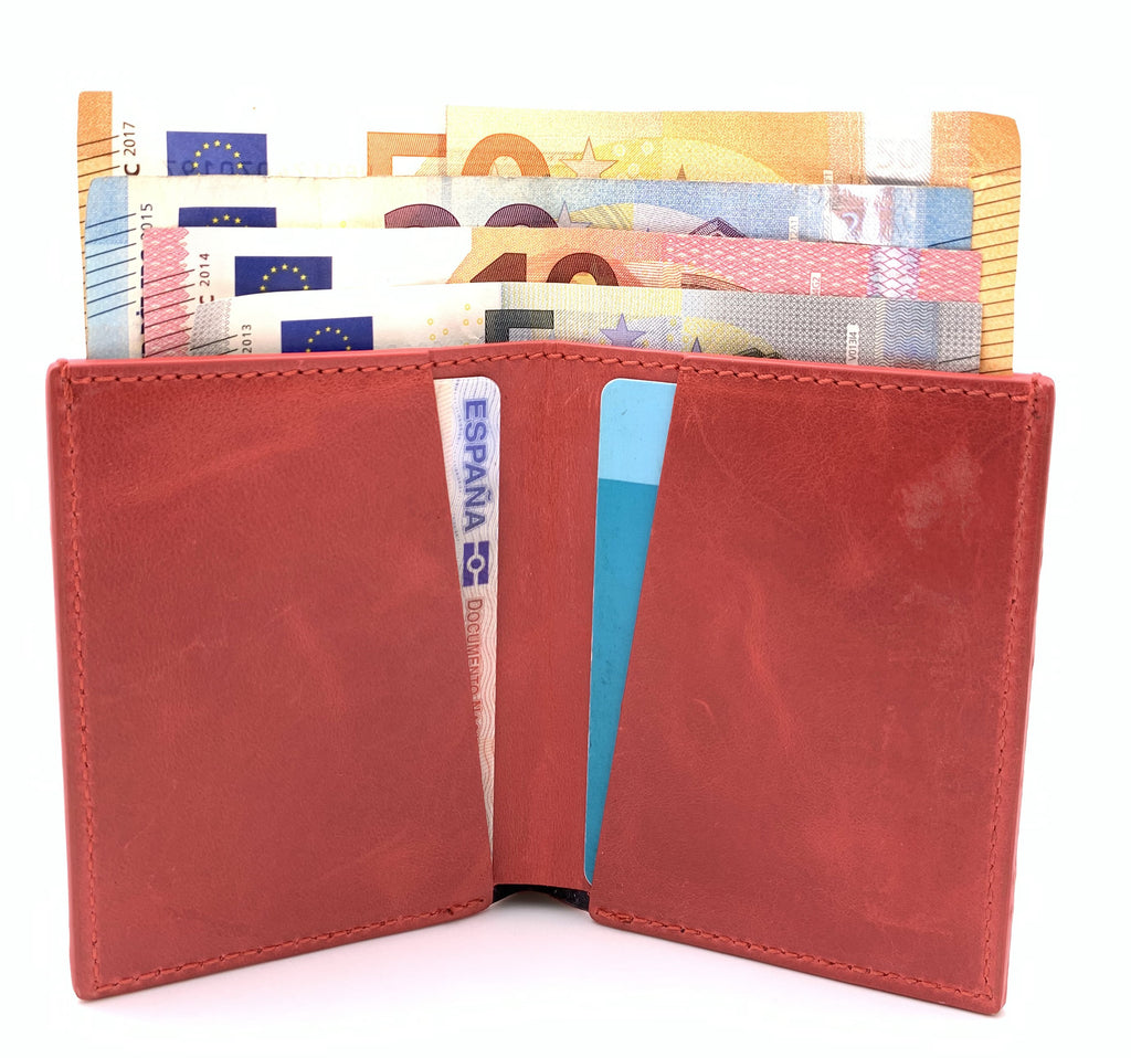 Cartera de piel Slim Leather Wallet Rojo