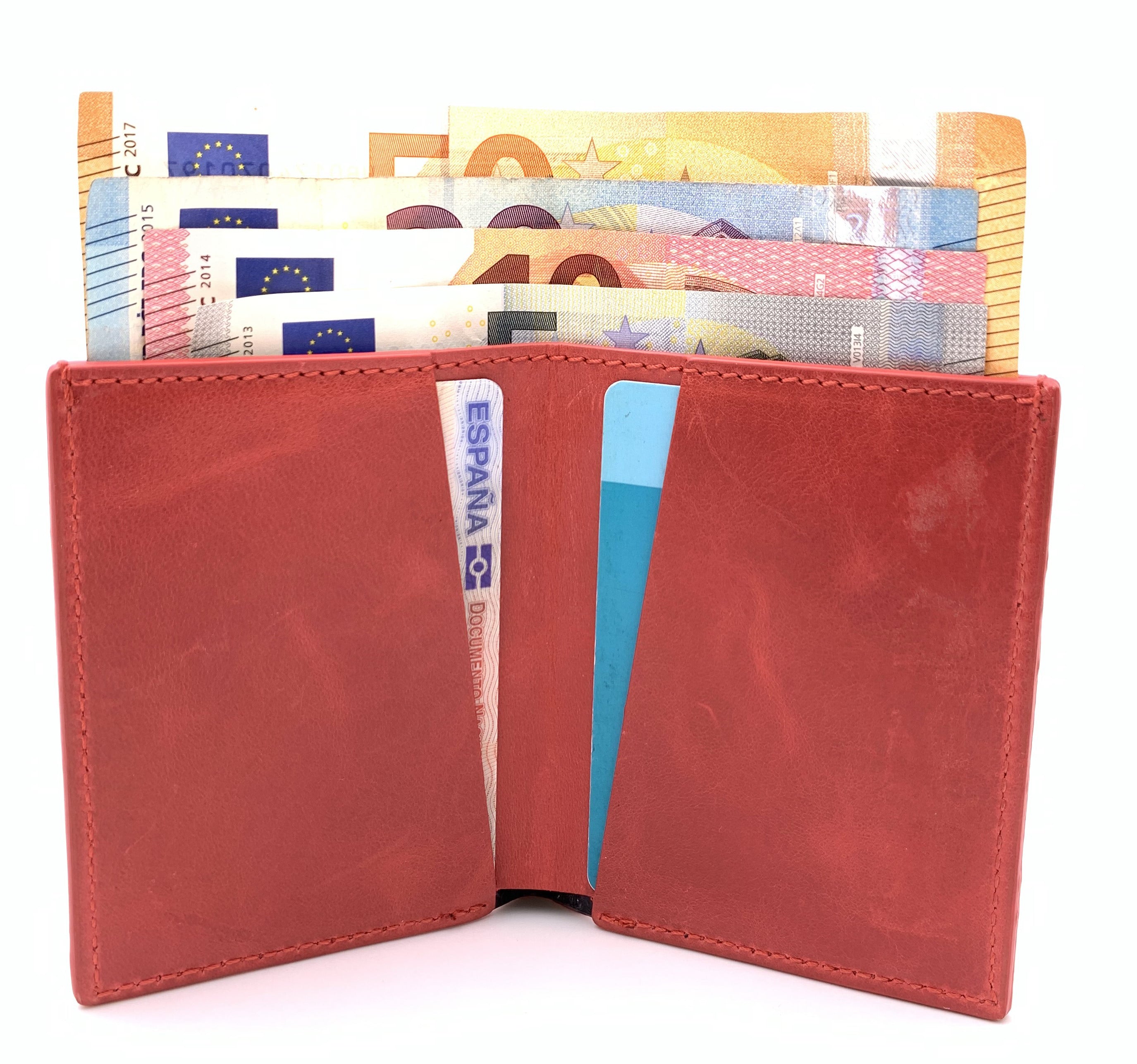Cartera de piel Slim Leather Wallet Rojo