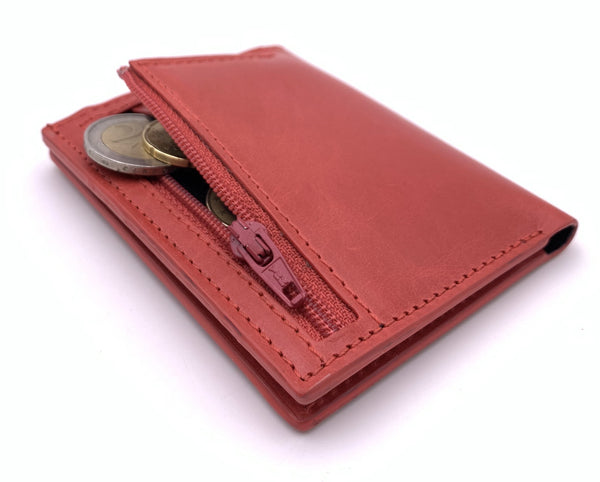 Cartera de piel Slim Leather Wallet Rojo