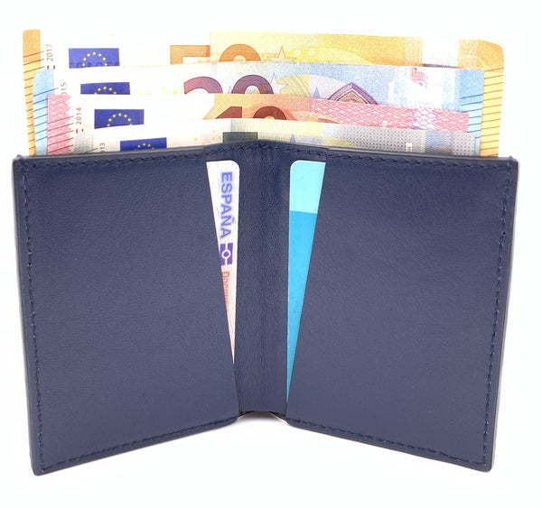 Cartera de piel  Slim Leather Wallet Azul