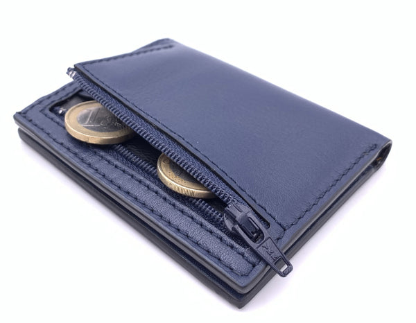 Cartera de piel  Slim Leather Wallet Azul