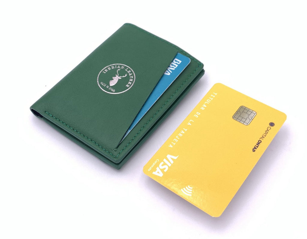 Cartera de piel  Slim Leather Wallet verde