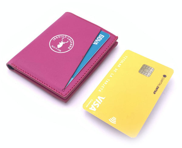 Cartera de piel  Slim Leather Wallet Rosa