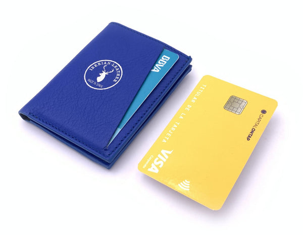 Cartera de piel  Slim Leather Wallet Azul Electrico