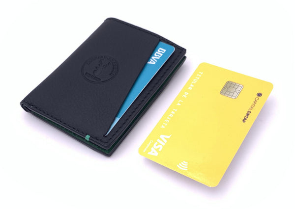Cartera de piel  Slim Leather Wallet Bicolor verde