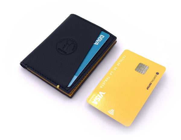 Cartera de piel  Slim Leather Wallet Bicolor amarillo