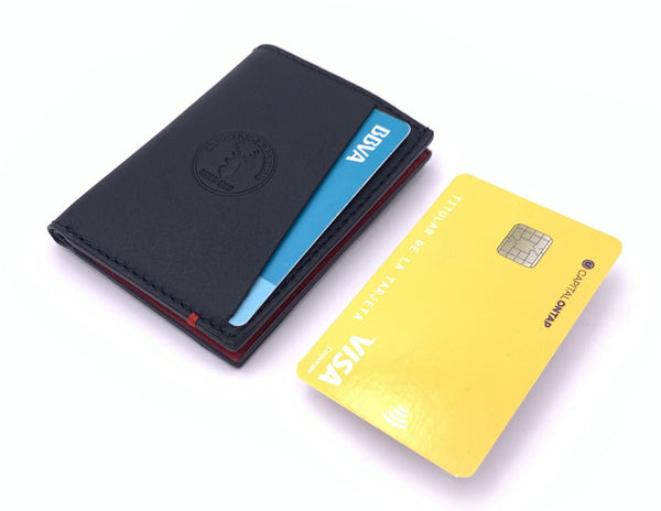Cartera de piel  Slim Leather Wallet Bicolor rojo
