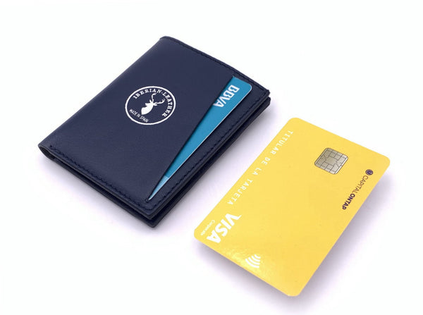 Cartera de piel  Slim Leather Wallet Azul