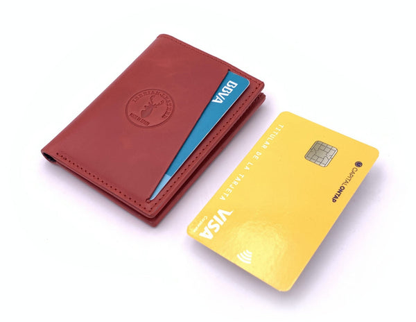 Cartera de piel  Slim Leather Wallet Rojo