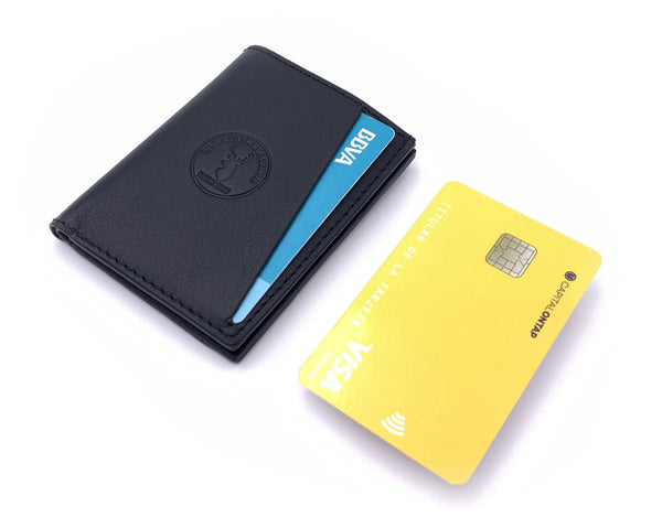 Cartera de piel  Slim Leather Wallet Negro