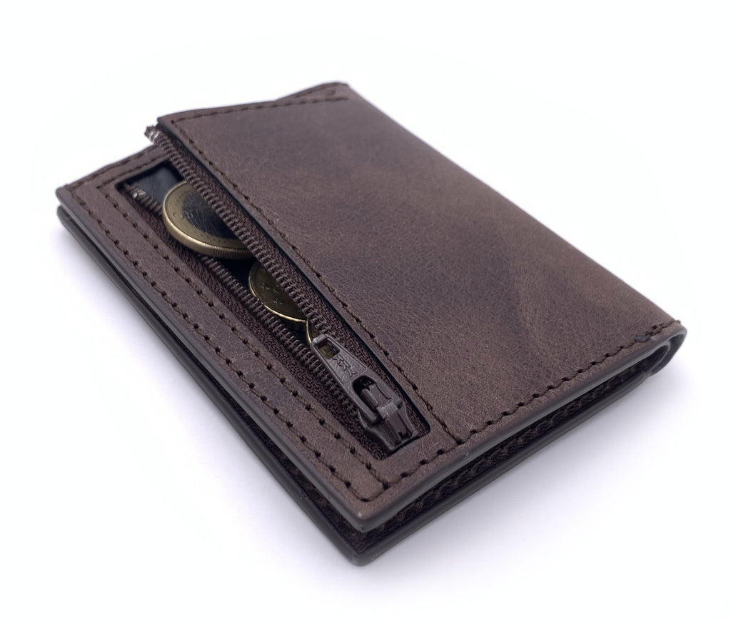 Cartera de piel Slim Leather Wallet Marrón
