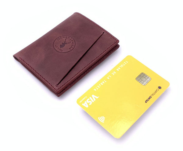 Cartera de piel  Slim Leather Wallet burdeos