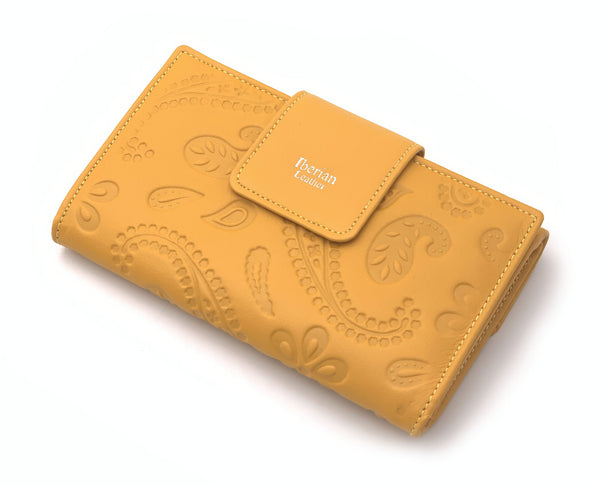 Billetero Piel para mujer amarillo