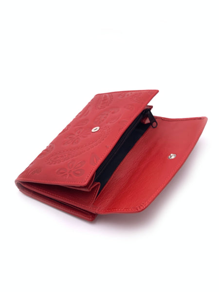 Billetero Piel Rojo mujer fabricado en España