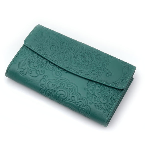 Billtero Piel Verde para Mujer