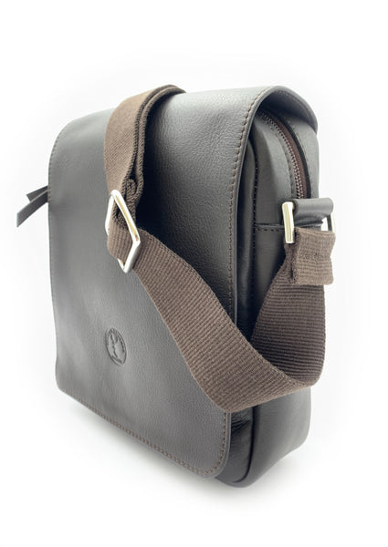 BOLSO BANDOLERA SOLAPA PIEL MARRON