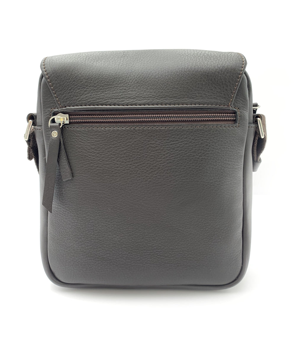 BOLSO BANDOLERA SOLAPA PIEL MARRON