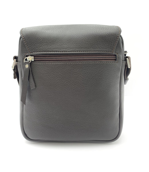 BOLSO BANDOLERA SOLAPA PIEL MARRON