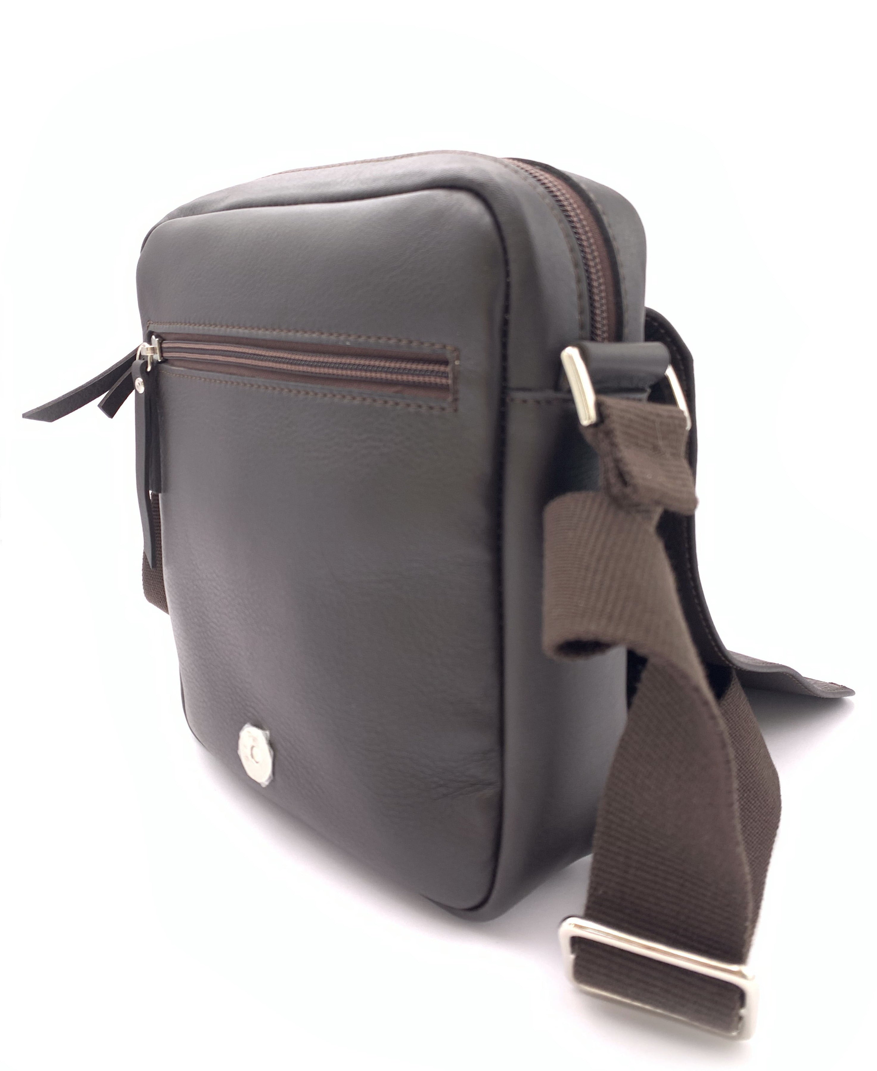 BOLSO BANDOLERA SOLAPA PIEL MARRON