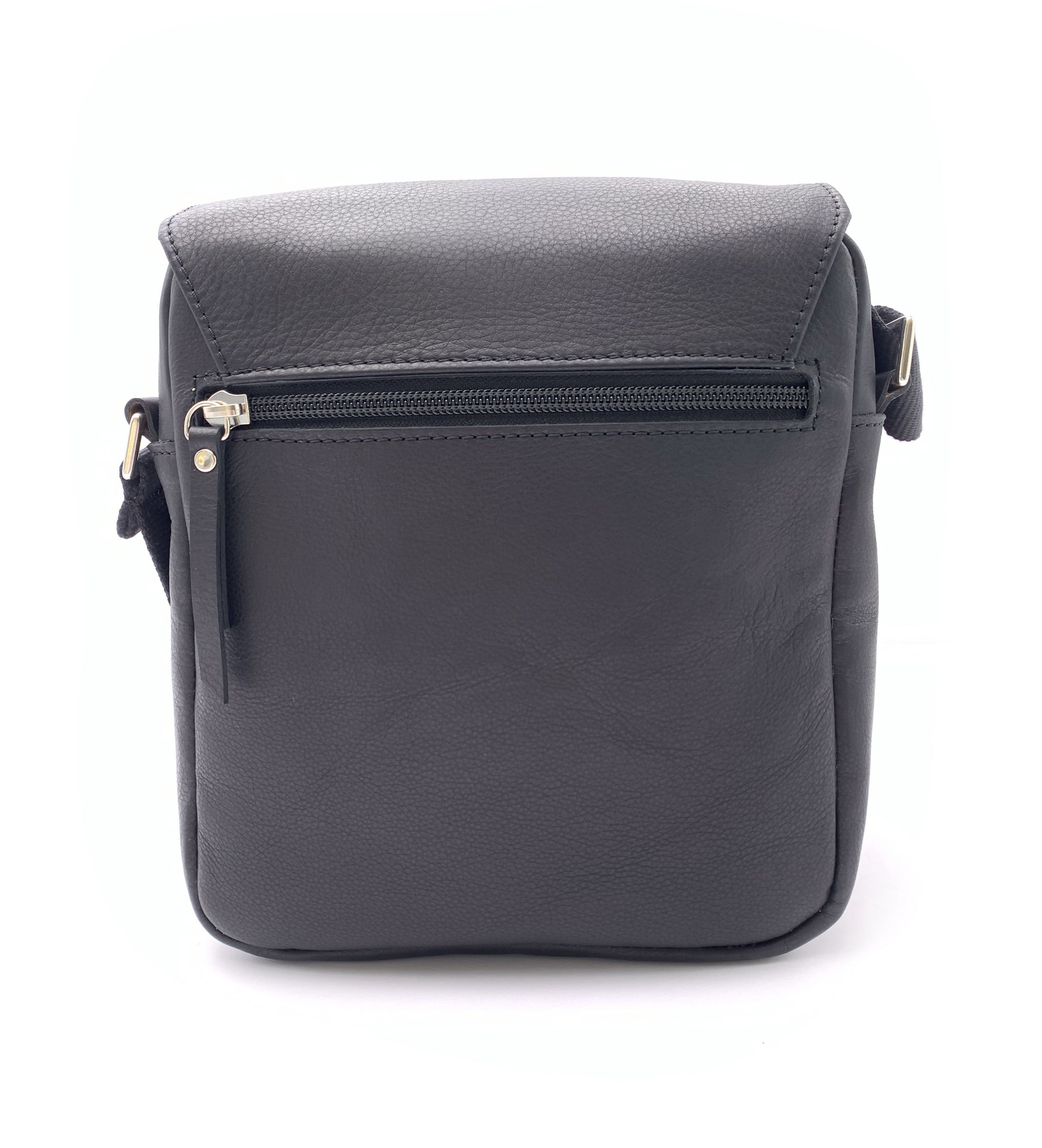 BOLSO BANDOLERA SOLAPA PIEL NEGRO
