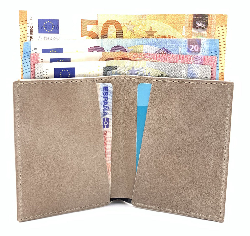 Cartera de piel Slim Leather Wallet Cuero Natural