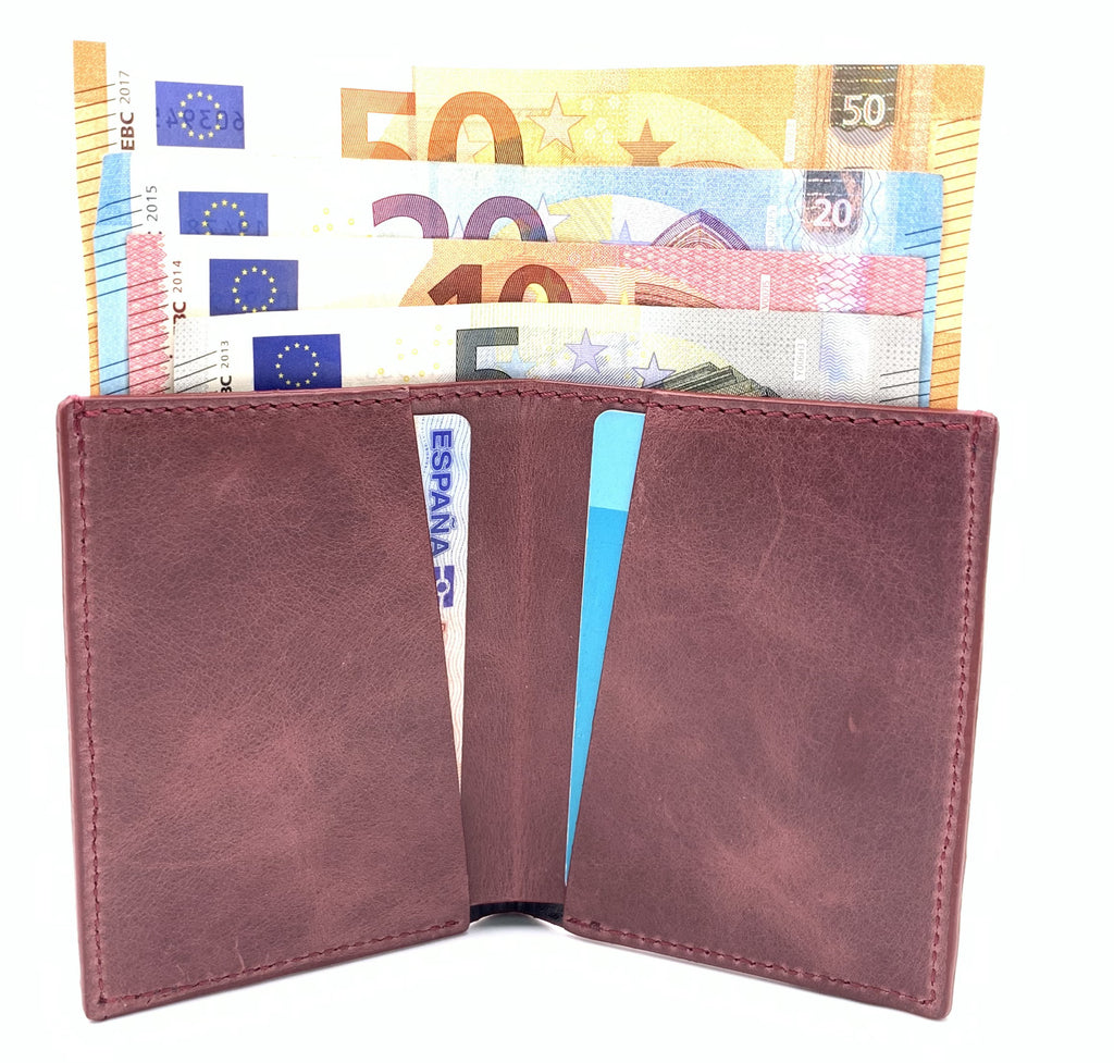 Cartera de piel  Slim Leather Wallet burdeos
