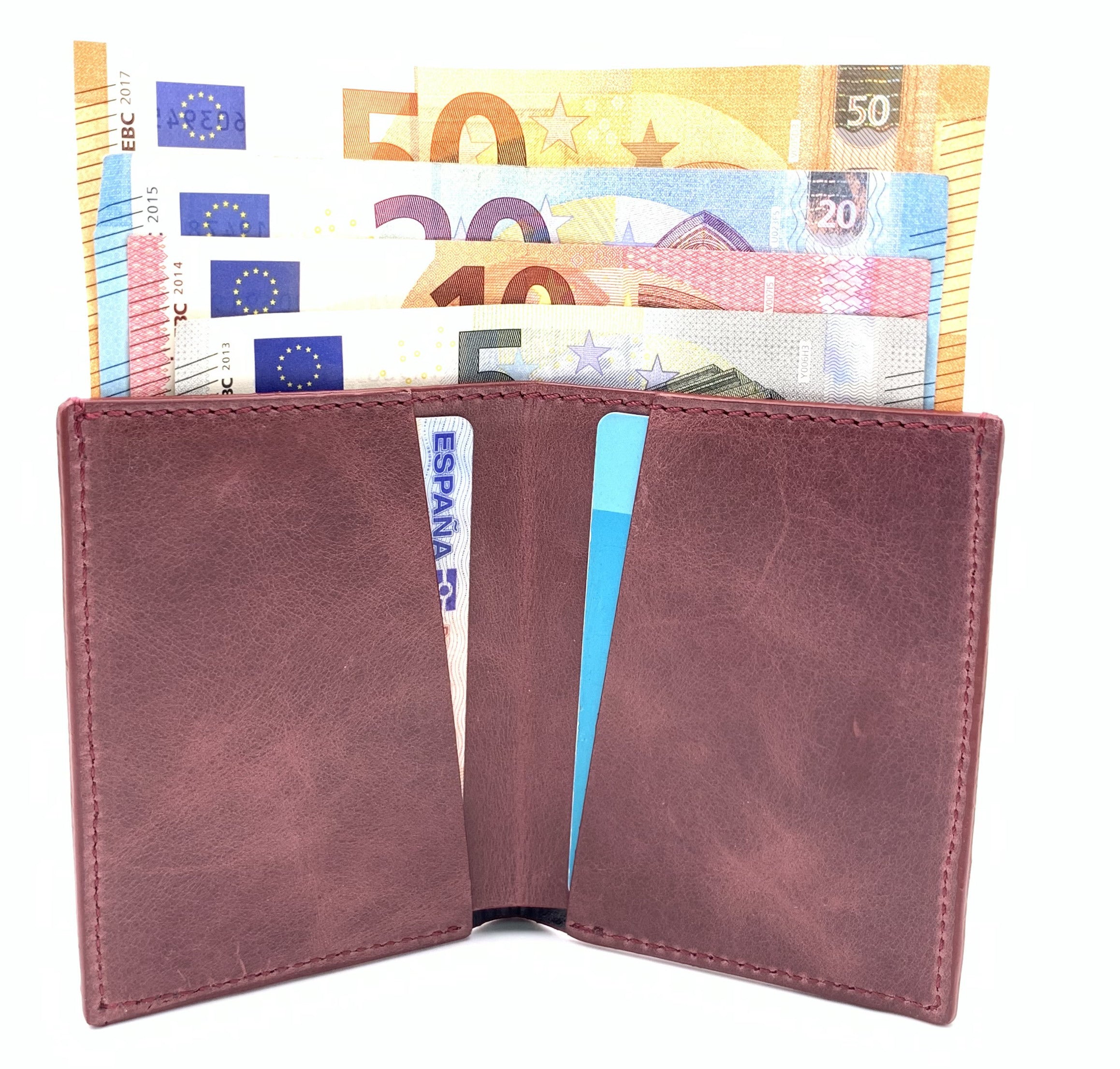 Cartera de piel  Slim Leather Wallet burdeos