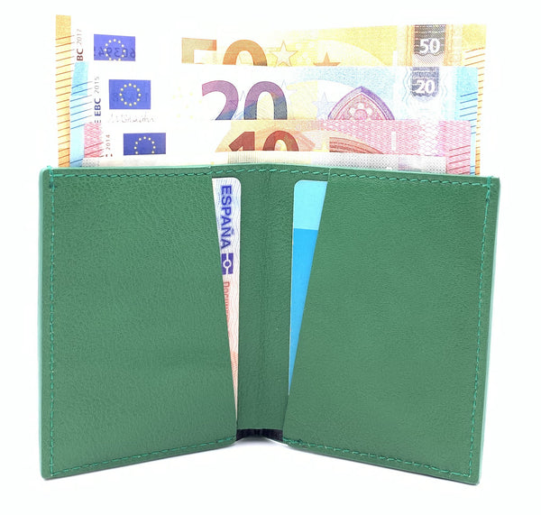 Cartera de piel  Slim Leather Wallet verde