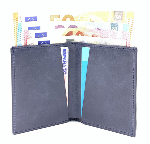 Cartera de piel  Slim Leather Wallet Blue